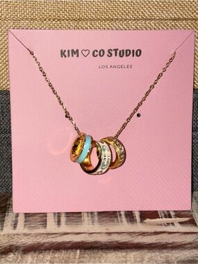 Turquoise and Gold Triple Pendant Necklace